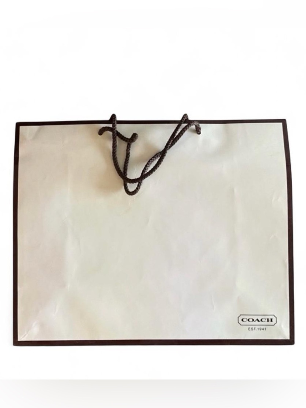 Coach White and Brown Branded Gift Bag
